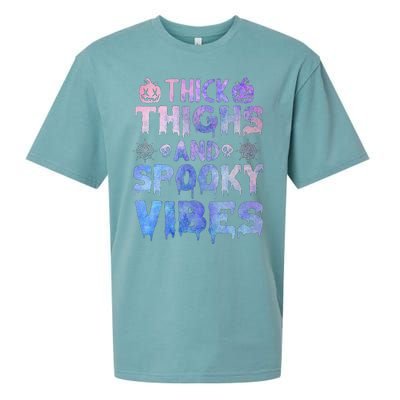 Thick thighs and spooky vibes tie dye Halloween purple Sueded Cloud Jersey T-Shirt