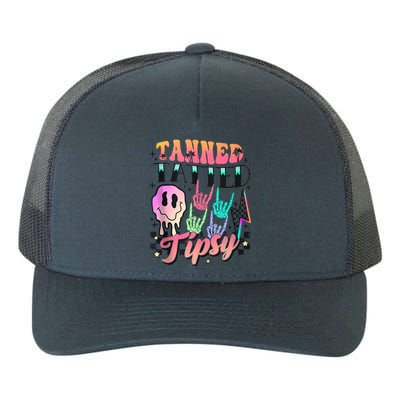 Tanned Tatted And Tipsy Groovy Hot Mom Beach Summer Vacation Yupoong Adult 5-Panel Trucker Hat