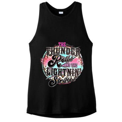 The Thunder And The Lightning Western Rolls And Strikes Ladies PosiCharge Tri-Blend Wicking Tank