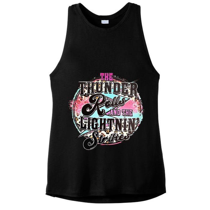 The Thunder And The Lightning Western Rolls And Strikes Ladies PosiCharge Tri-Blend Wicking Tank