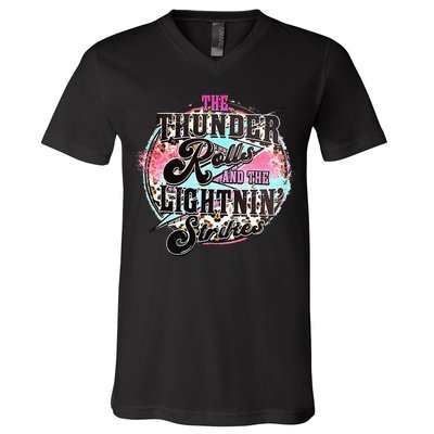 The Thunder And The Lightning Western Rolls And Strikes V-Neck T-Shirt