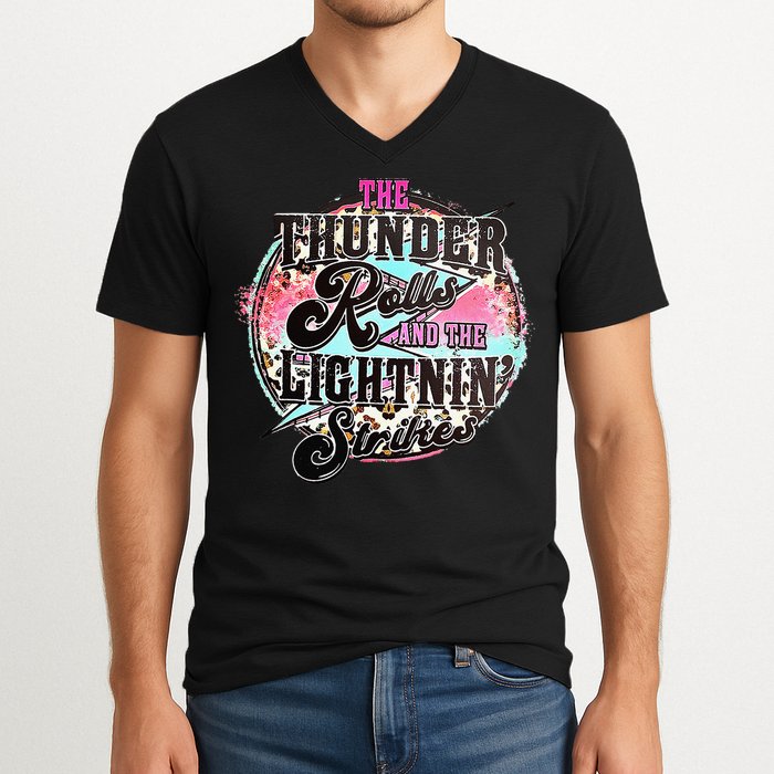 The Thunder And The Lightning Western Rolls And Strikes V-Neck T-Shirt