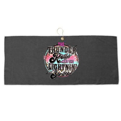 The Thunder And The Lightning Western Rolls And Strikes Large Microfiber Waffle Golf Towel