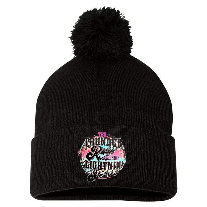 The Thunder And The Lightning Western Rolls And Strikes Pom Pom 12in Knit Beanie
