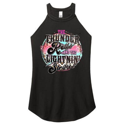 The Thunder And The Lightning Western Rolls And Strikes Women's Perfect Tri Rocker Tank