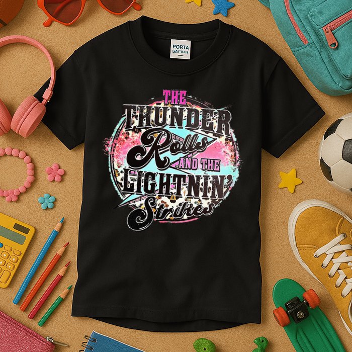 The Thunder And The Lightning Western Rolls And Strikes Kids T-Shirt