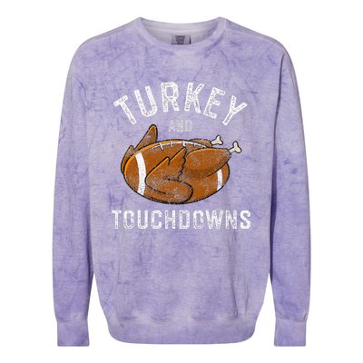 Thanksgiving Turkey And Touchdowns Football Colorblast Crewneck Sweatshirt