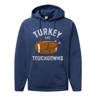 Thanksgiving Turkey And Touchdowns Football Performance Fleece Hoodie