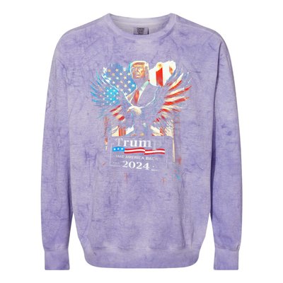 Trump Take America Back 2024 Eagle Us Flag Colorblast Crewneck Sweatshirt