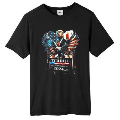 Trump Take America Back 2024 Eagle Us Flag Tall Fusion ChromaSoft Performance T-Shirt