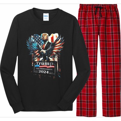 Trump Take America Back 2024 Eagle Us Flag Long Sleeve Pajama Set