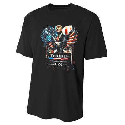 Trump Take America Back 2024 Eagle Us Flag Performance Sprint T-Shirt