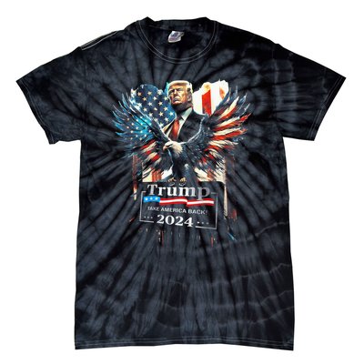 Trump Take America Back 2024 Eagle Us Flag Tie-Dye T-Shirt