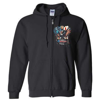 Trump Take America Back 2024 Eagle Us Flag Full Zip Hoodie