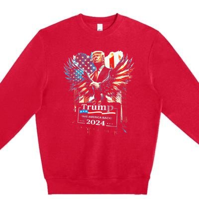 Trump Take America Back 2024 Eagle Us Flag Premium Crewneck Sweatshirt