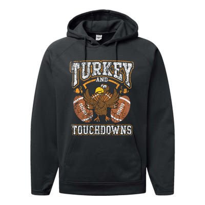 Thanksgiving Turkey And Touchdowns Football Performance Fleece Hoodie