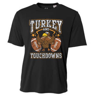 Thanksgiving Turkey And Touchdowns Football Cooling Performance Crew T-Shirt