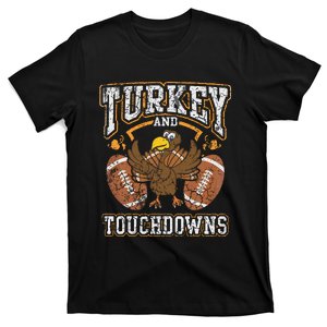 Thanksgiving Turkey And Touchdowns Football T-Shirt