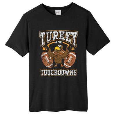 Thanksgiving Turkey And Touchdowns Football Tall Fusion ChromaSoft Performance T-Shirt