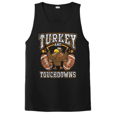 Thanksgiving Turkey And Touchdowns Football PosiCharge Competitor Tank