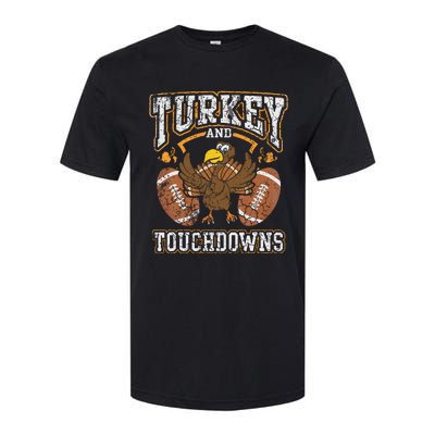 Thanksgiving Turkey And Touchdowns Football Softstyle CVC T-Shirt