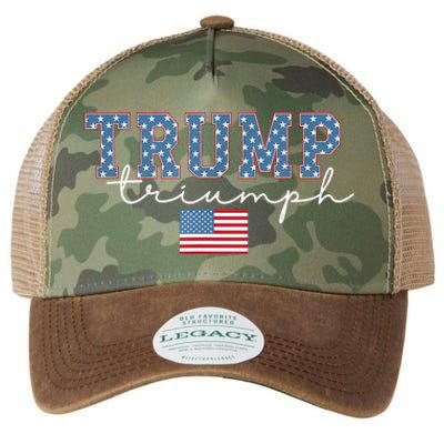 Trump Triumph American Flag Stars 2024 Winner Maga Victory Legacy Tie Dye Trucker Hat