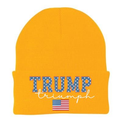 Trump Triumph American Flag Stars 2024 Winner Maga Victory Knit Cap Winter Beanie