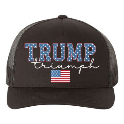 Trump Triumph American Flag Stars 2024 Winner Maga Victory Yupoong Adult 5-Panel Trucker Hat