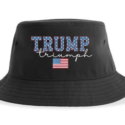 Trump Triumph American Flag Stars 2024 Winner Maga Victory Sustainable Bucket Hat