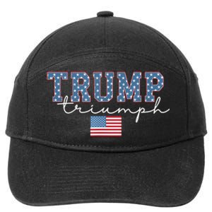 Trump Triumph American Flag Stars 2024 Winner Maga Victory 7-Panel Snapback Hat