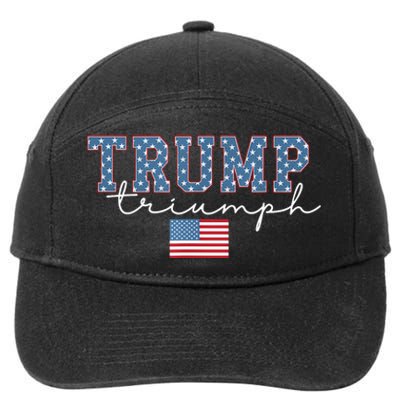 Trump Triumph American Flag Stars 2024 Winner Maga Victory 7-Panel Snapback Hat