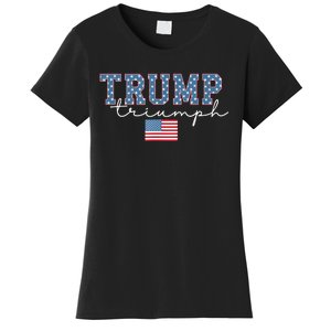 Trump Triumph American Flag Stars 2024 Winner Maga Victory Women's T-Shirt