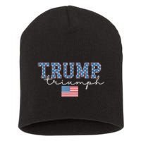 Trump Triumph American Flag Stars 2024 Winner Maga Victory Short Acrylic Beanie