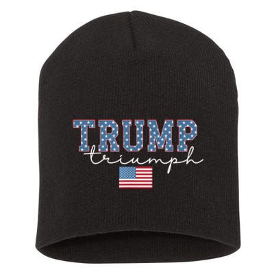 Trump Triumph American Flag Stars 2024 Winner Maga Victory Short Acrylic Beanie