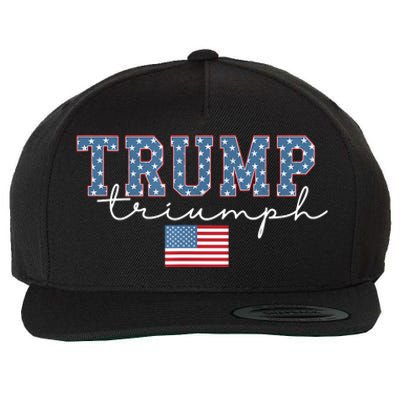 Trump Triumph American Flag Stars 2024 Winner Maga Victory Wool Snapback Cap