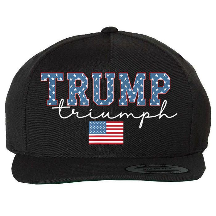 Trump Triumph American Flag Stars 2024 Winner Maga Victory Wool Snapback Cap