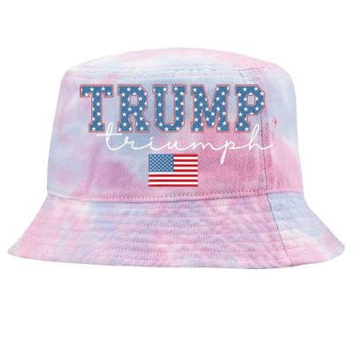 Trump Triumph American Flag Stars 2024 Winner Maga Victory Tie-Dyed Bucket Hat