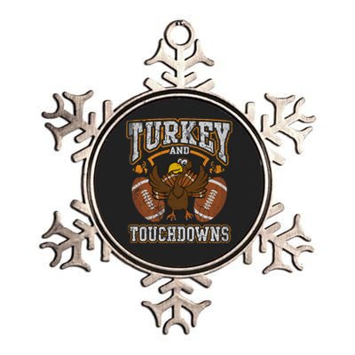 Thanksgiving Turkey And Touchdowns Football Metallic Star Ornament