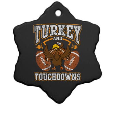 Thanksgiving Turkey And Touchdowns Football Ceramic Star Ornament