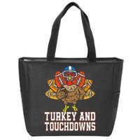 Thanksgiving Turkey And Touchdowns Football Zip Tote Bag