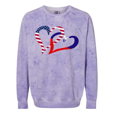 Taiwan Taiwanese Americans Usa Flag Colors Heart Love Gift Colorblast Crewneck Sweatshirt