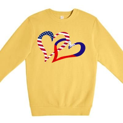 Taiwan Taiwanese Americans Usa Flag Colors Heart Love Gift Premium Crewneck Sweatshirt