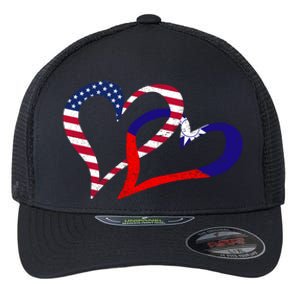 Taiwan Taiwanese Americans Usa Flag Colors Heart Love Gift Flexfit Unipanel Trucker Cap