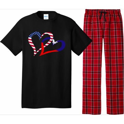 Taiwan Taiwanese Americans Usa Flag Colors Heart Love Gift Pajama Set