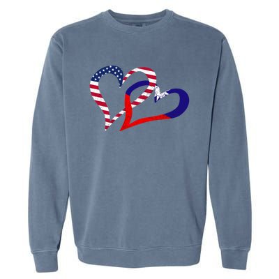 Taiwan Taiwanese Americans Usa Flag Colors Heart Love Gift Garment-Dyed Sweatshirt