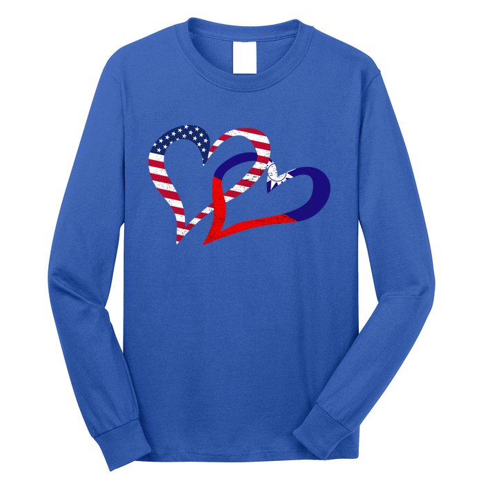 Taiwan Taiwanese Americans Usa Flag Colors Heart Love Gift Long Sleeve Shirt