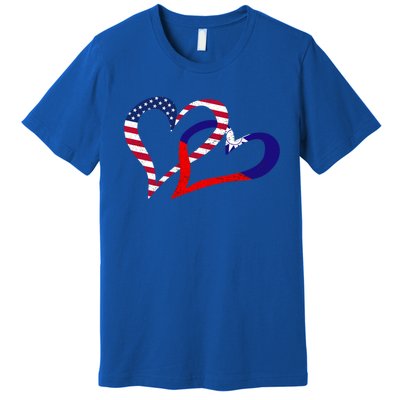 Taiwan Taiwanese Americans Usa Flag Colors Heart Love Gift Premium T-Shirt