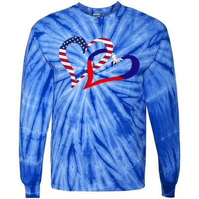 Taiwan Taiwanese Americans Usa Flag Colors Heart Love Gift Tie-Dye Long Sleeve Shirt