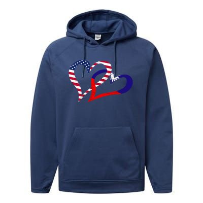 Taiwan Taiwanese Americans Usa Flag Colors Heart Love Gift Performance Fleece Hoodie