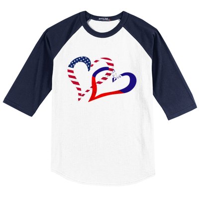 Taiwan Taiwanese Americans Usa Flag Colors Heart Love Gift Baseball Sleeve Shirt